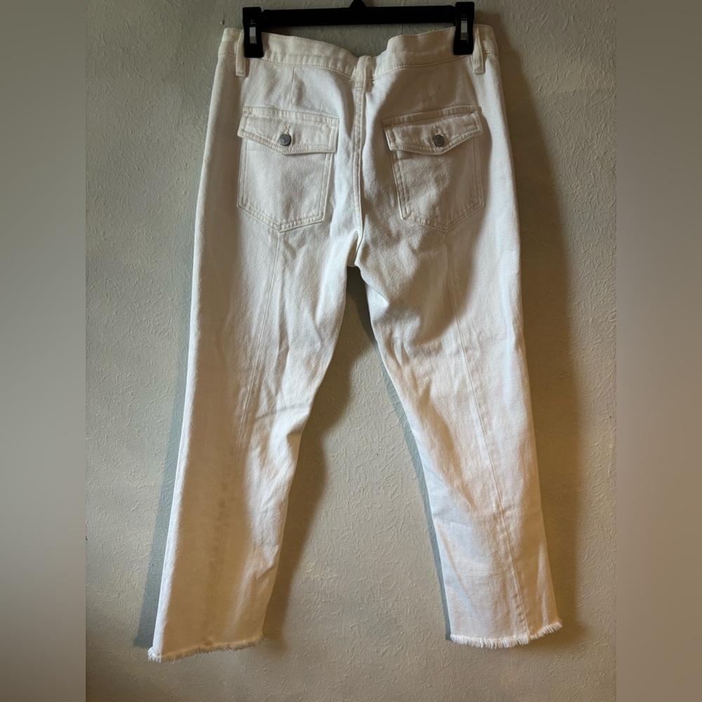 We the Free White Frayed Hem Jeans